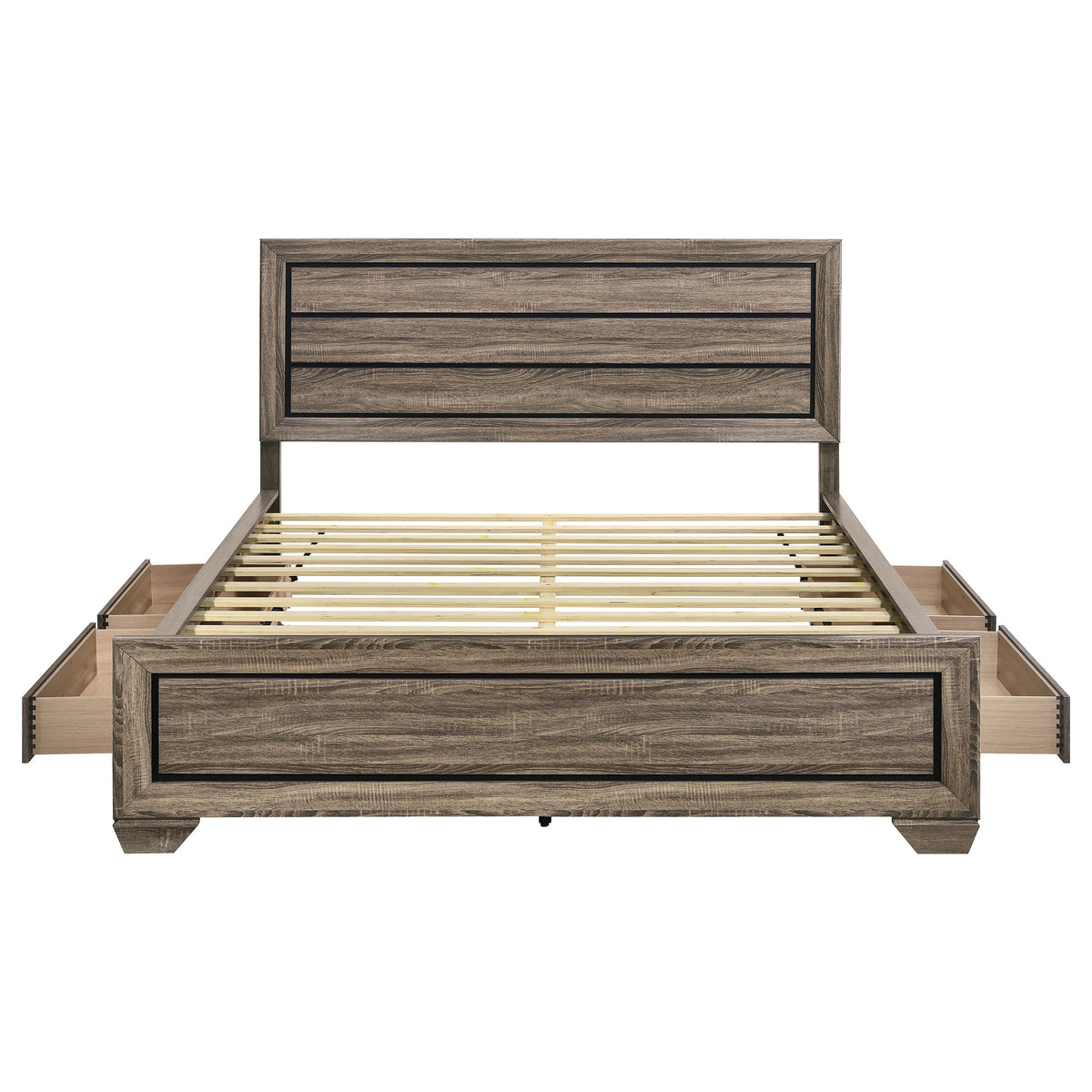 Kauffman Wood Storage Panel Bed - California King, Washed Taupe