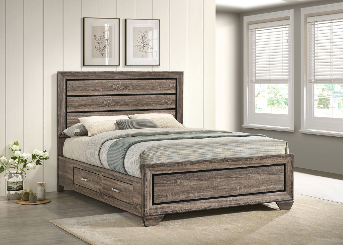 Kauffman Wood Storage Panel Bed - Queen, Washed Taupe