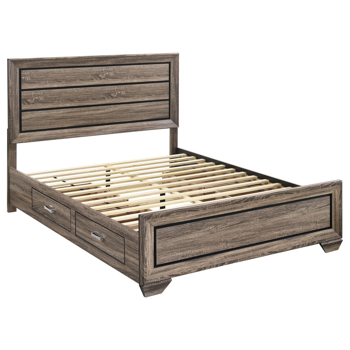 Kauffman Wood Storage Panel Bed - Queen, Washed Taupe