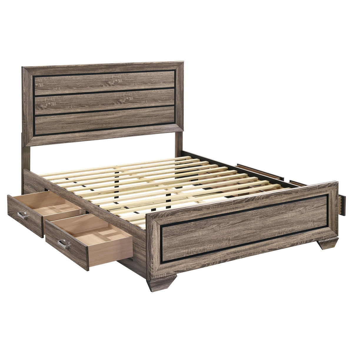 Kauffman Wood Storage Panel Bed - Queen, Washed Taupe