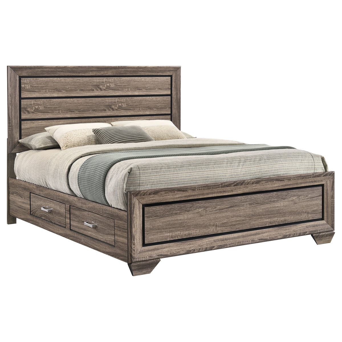 Kauffman Wood Storage Panel Bed - Queen, Washed Taupe