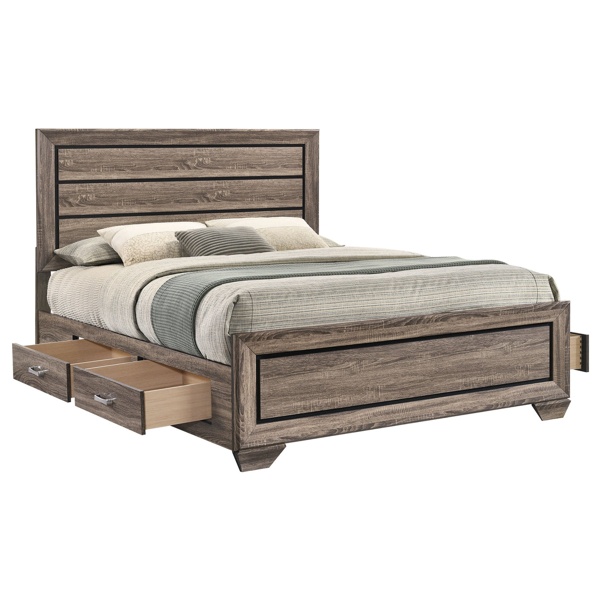 Kauffman Wood Storage Panel Bed - Queen, Washed Taupe