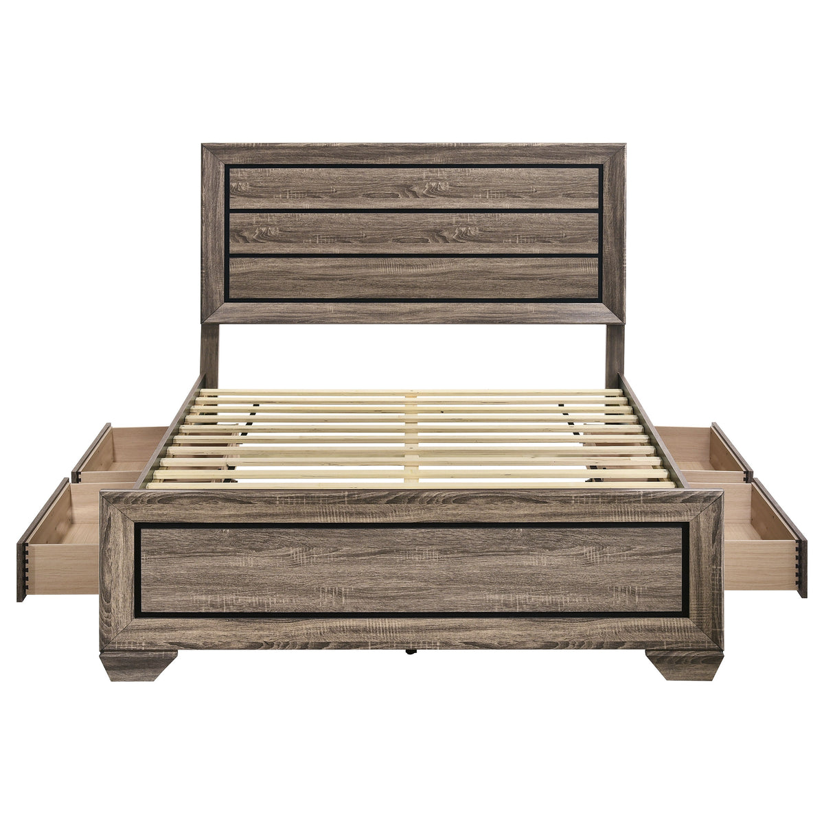 Kauffman Wood Storage Panel Bed - Queen, Washed Taupe
