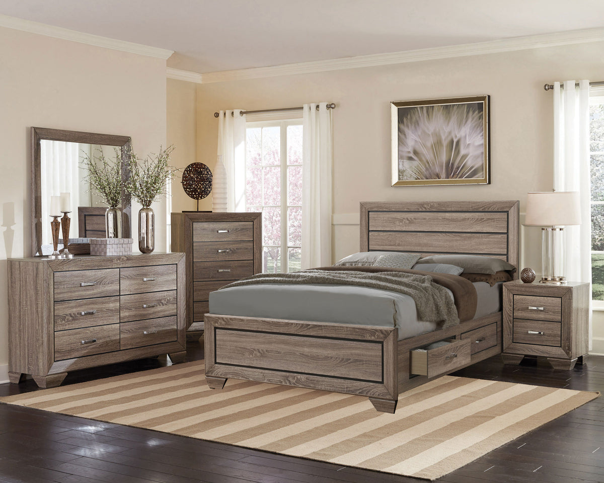 Kauffman Wood Storage Panel Bed - Queen, Washed Taupe