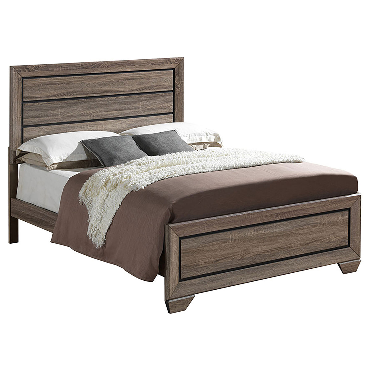 Kauffman 4-piece Bedroom Set with Panel Bed - Eastern King, Washed Taupe