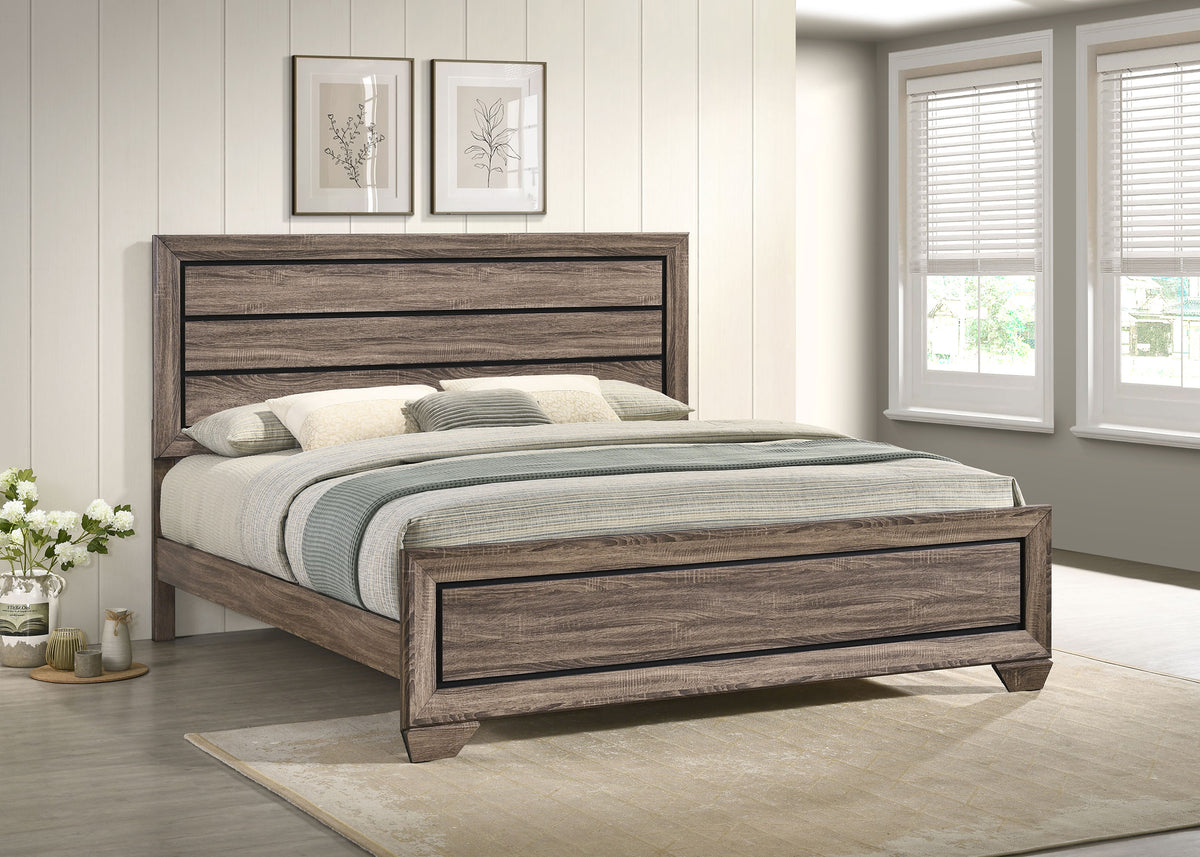 Kauffman Wood Panel Bed - Eastern King, Washed Taupe