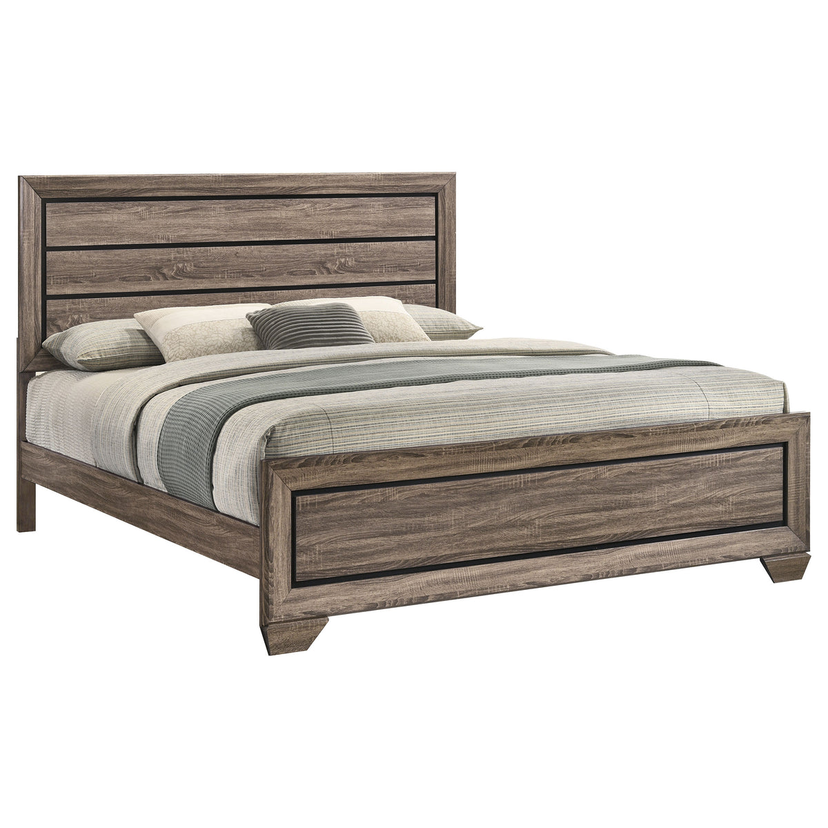 Kauffman Wood Panel Bed - Eastern King, Washed Taupe