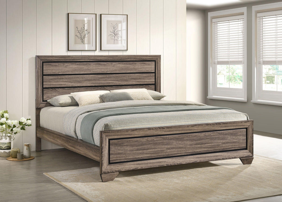 Kauffman Wood Panel Bed - California King, Washed Taupe