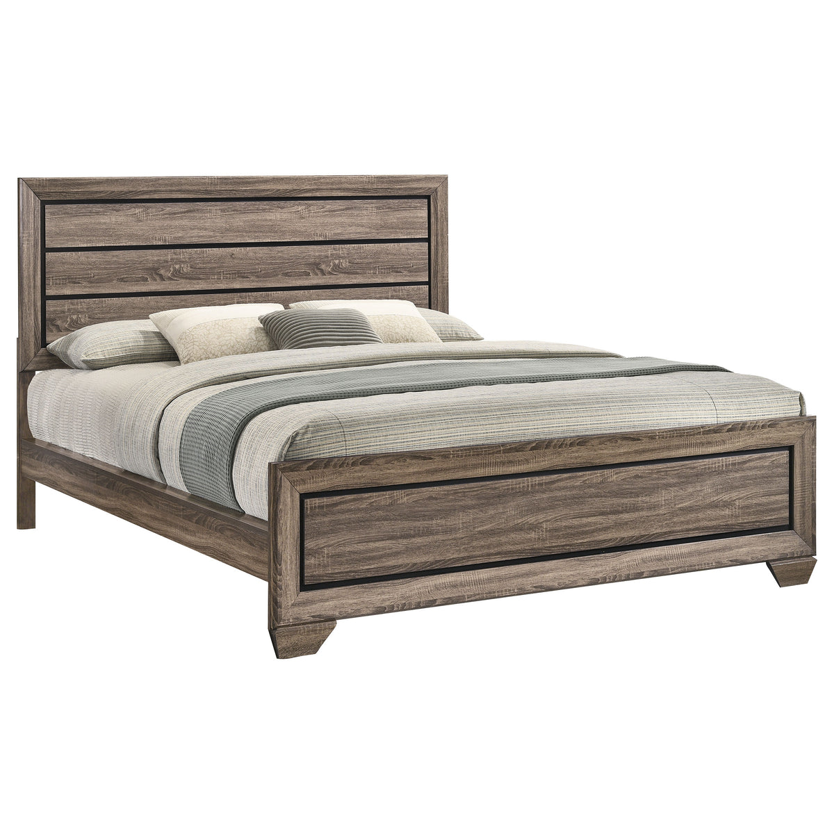 Kauffman Wood Panel Bed - California King, Washed Taupe