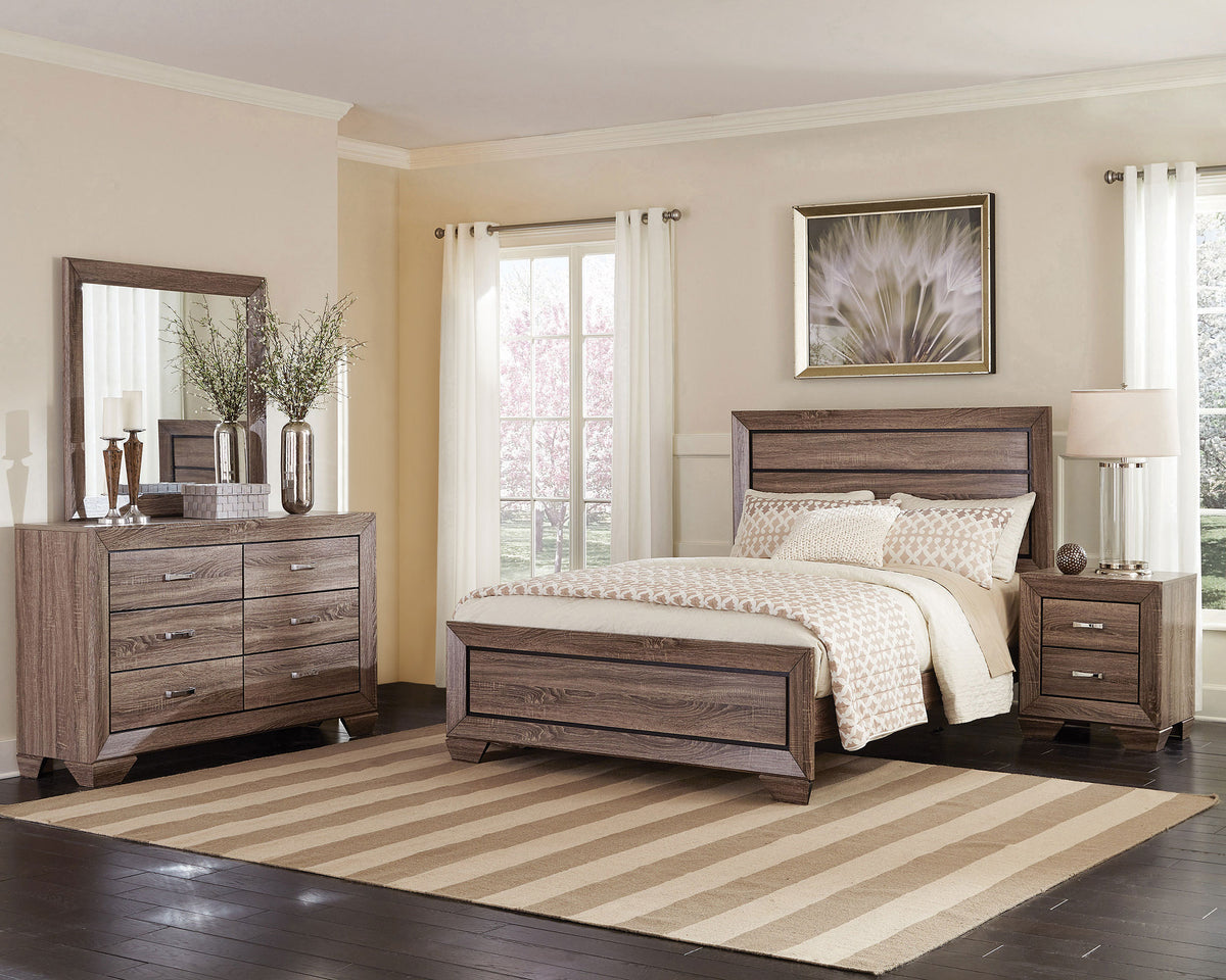 Kauffman 4-piece Bedroom Set with Panel Bed - Queen, Washed Taupe