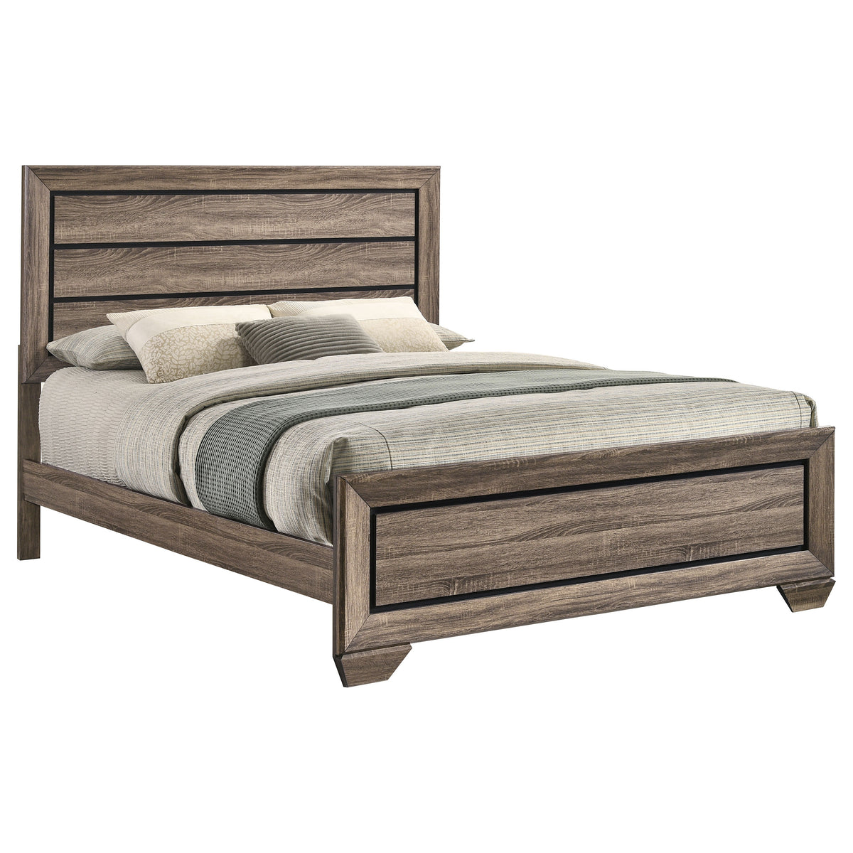 Kauffman Wood Panel Bed - Queen, Washed Taupe