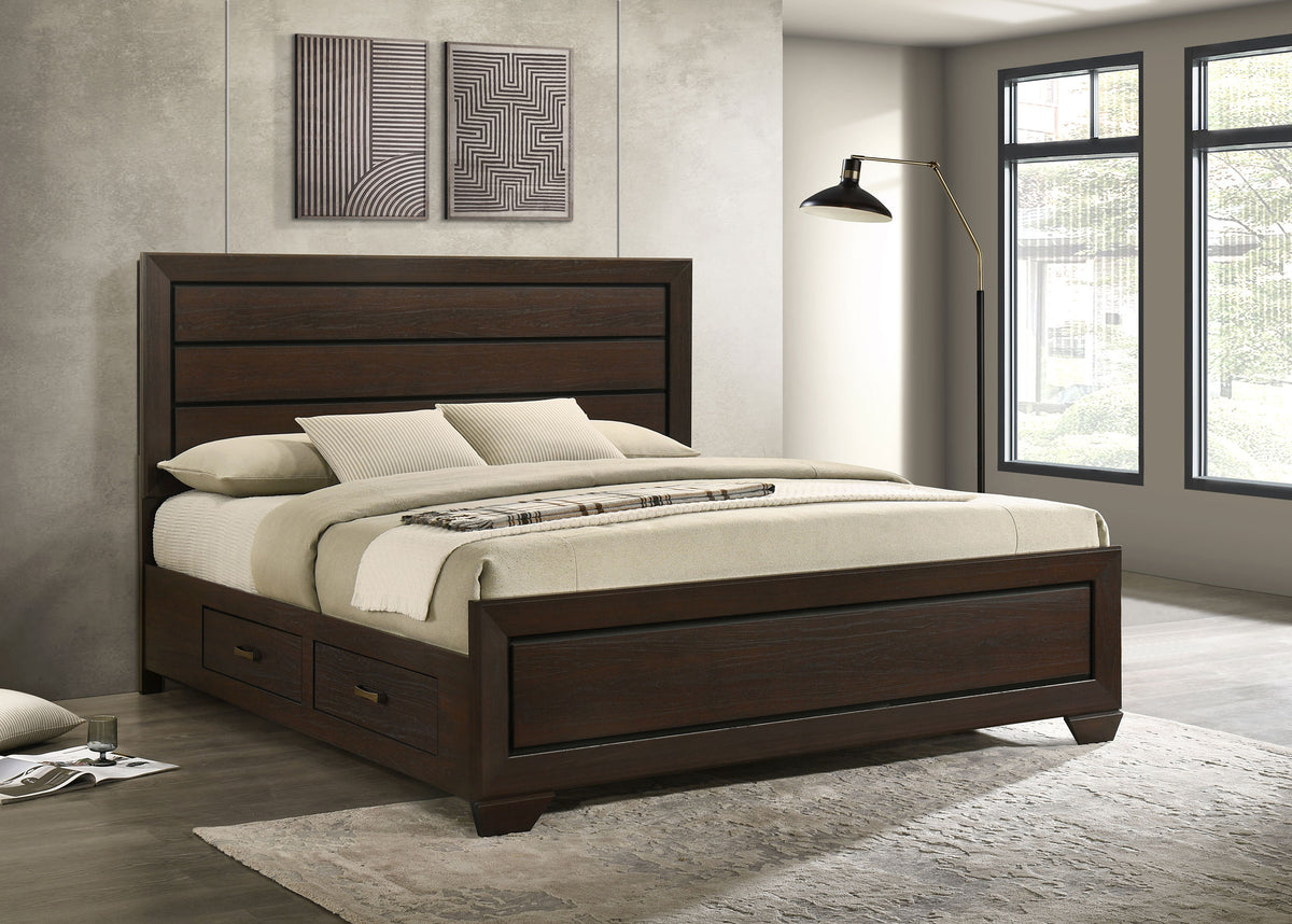 Kauffman Wood Storage Panel Bed - Eastern King, Dark Cocoa