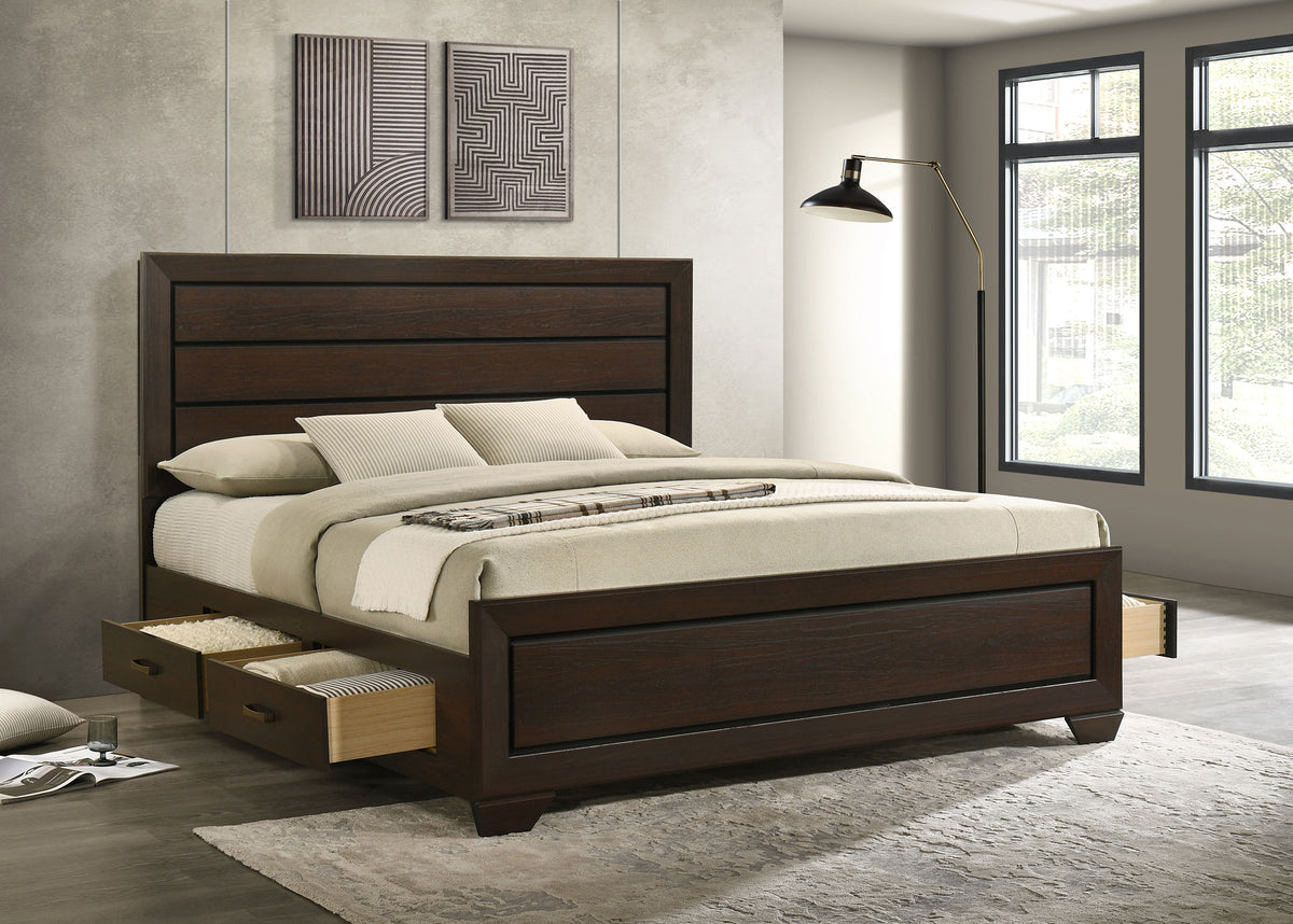 Kauffman Wood Storage Panel Bed - Eastern King, Dark Cocoa