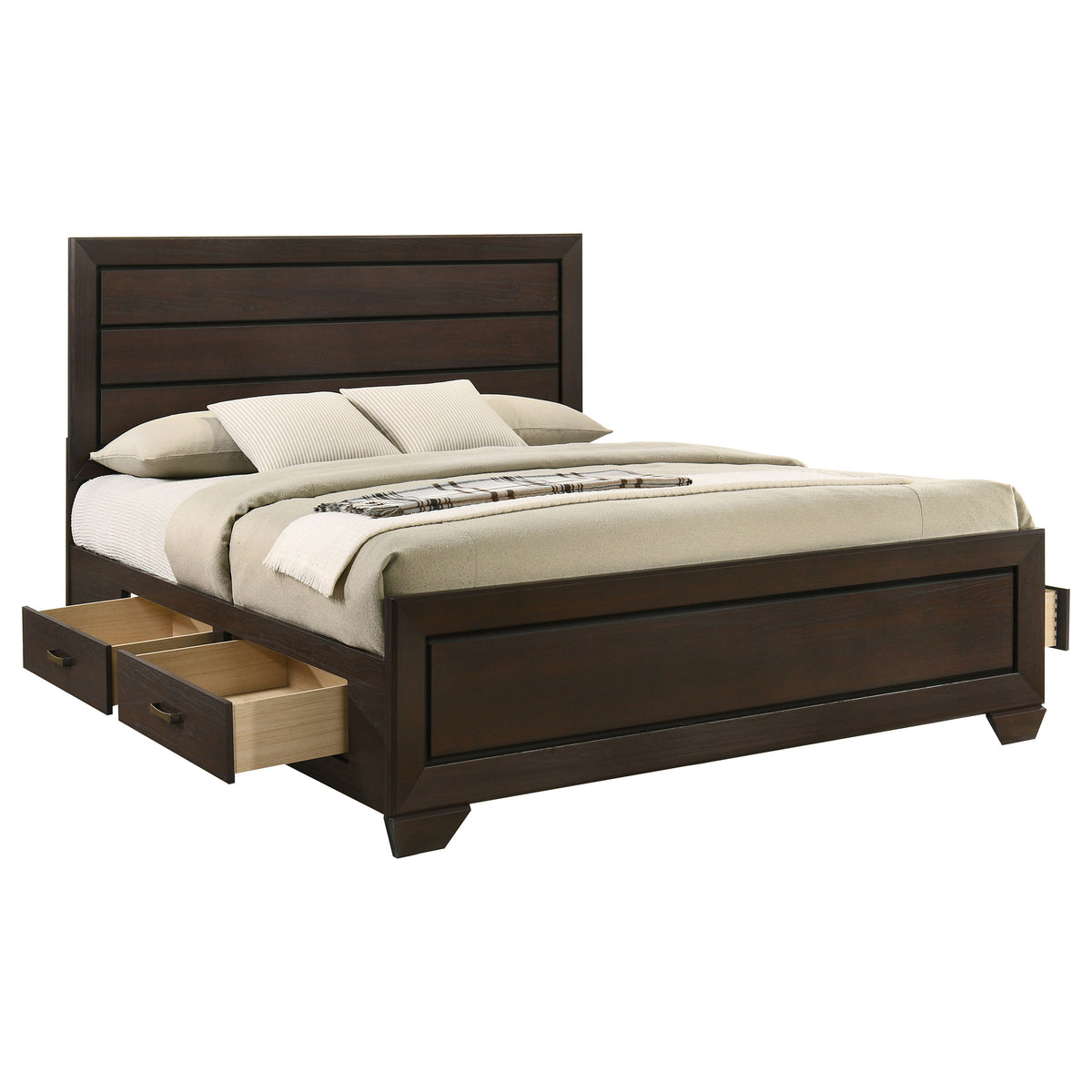 Kauffman Wood Storage Panel Bed - Eastern King, Dark Cocoa