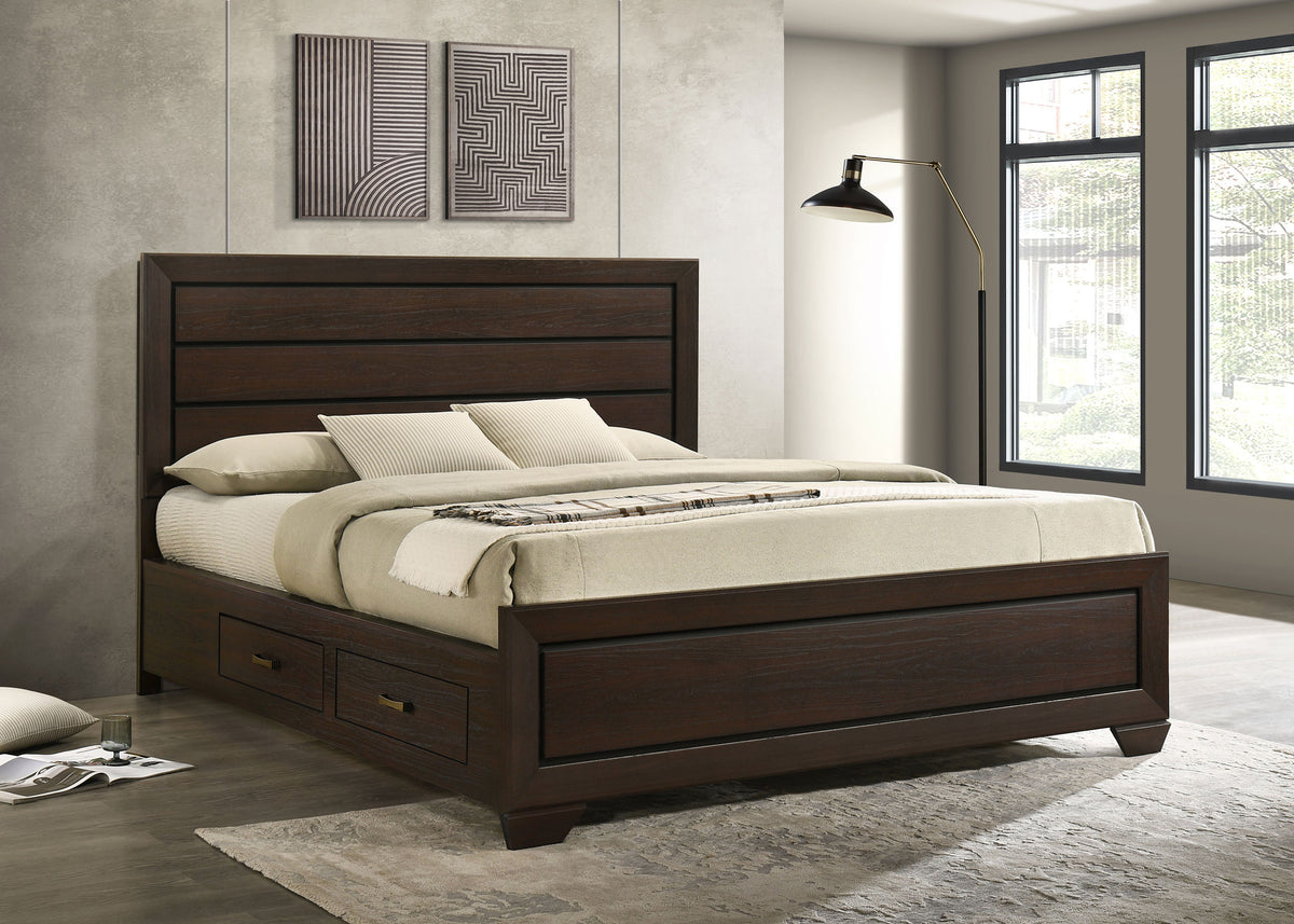 Kauffman Wood Storage Panel Bed - California King, Dark Cocoa