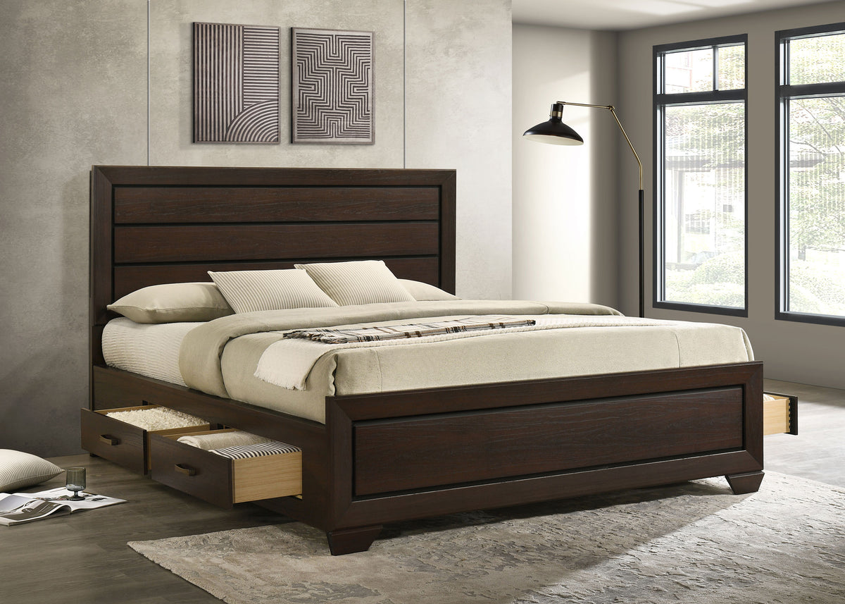 Kauffman Wood Storage Panel Bed - California King, Dark Cocoa