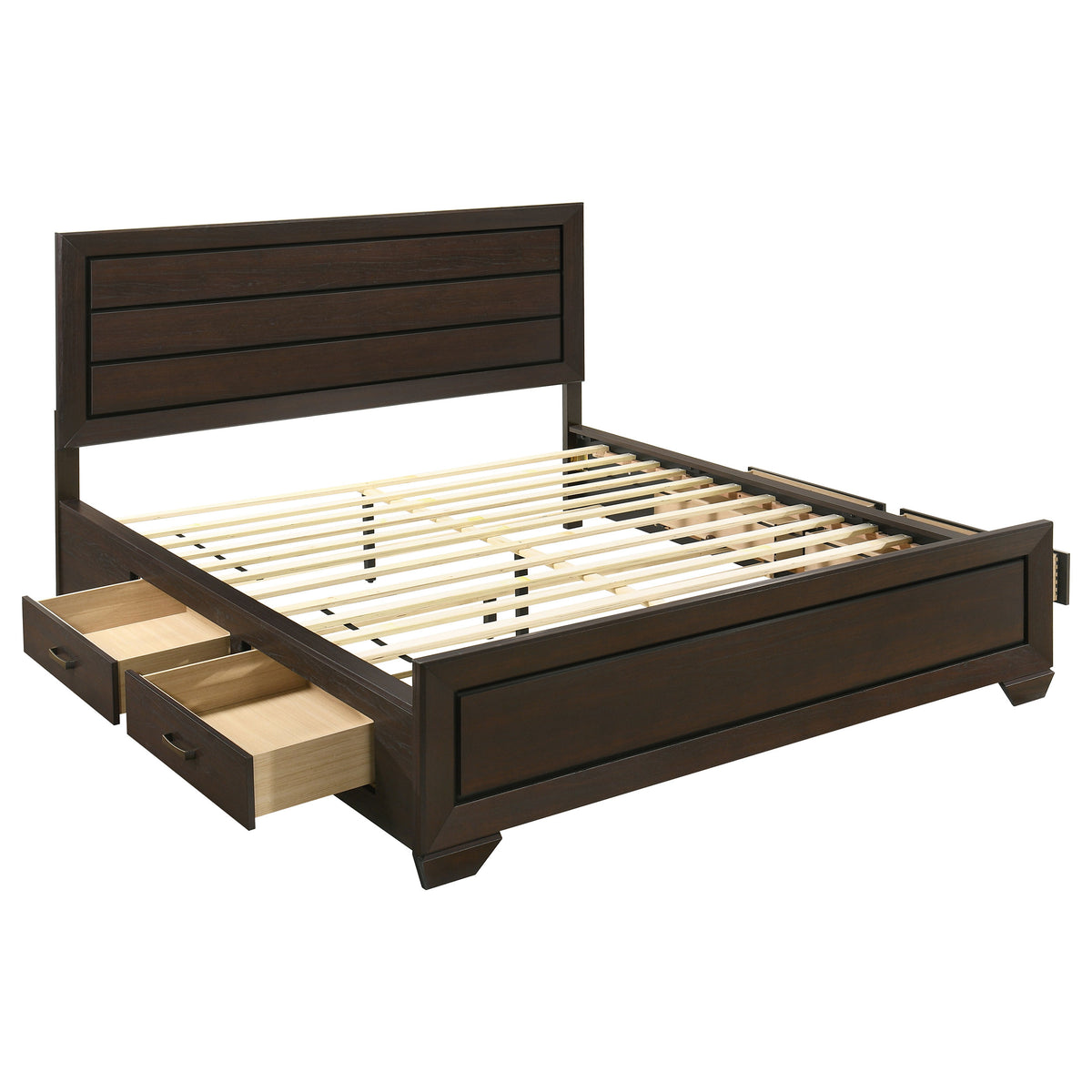 Kauffman Wood Storage Panel Bed - California King, Dark Cocoa