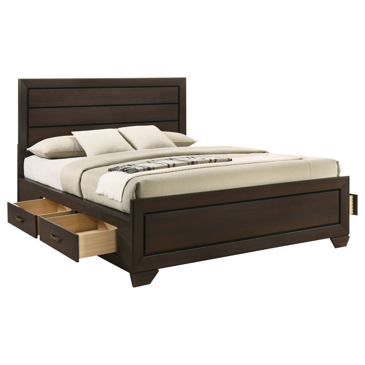 Kauffman Wood Storage Panel Bed - California King, Dark Cocoa