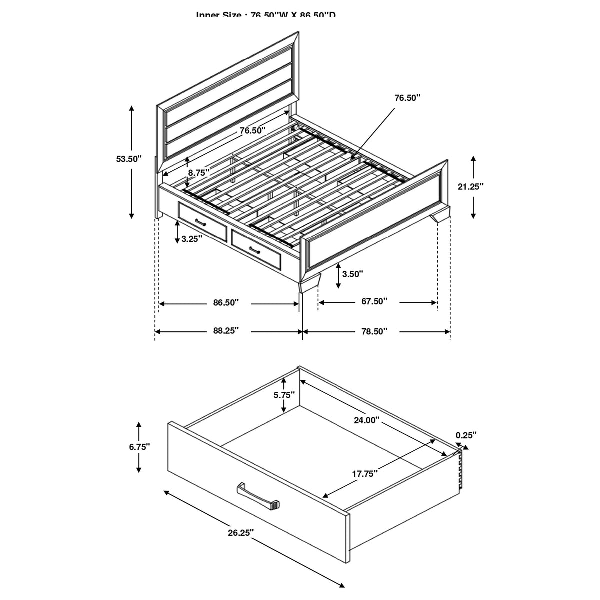 Kauffman Wood Storage Panel Bed - California King, Dark Cocoa