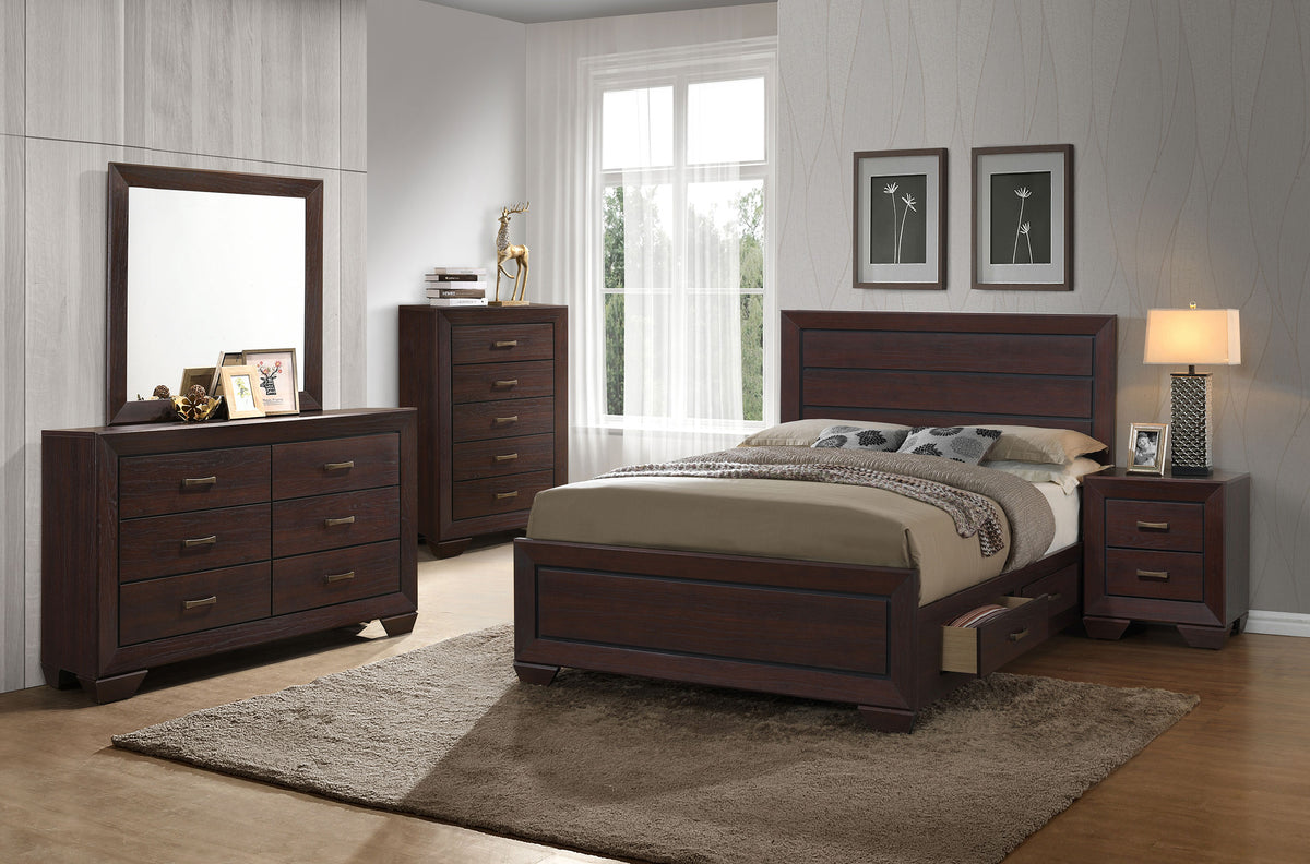Kauffman Wood Storage Panel Bed - California King, Dark Cocoa
