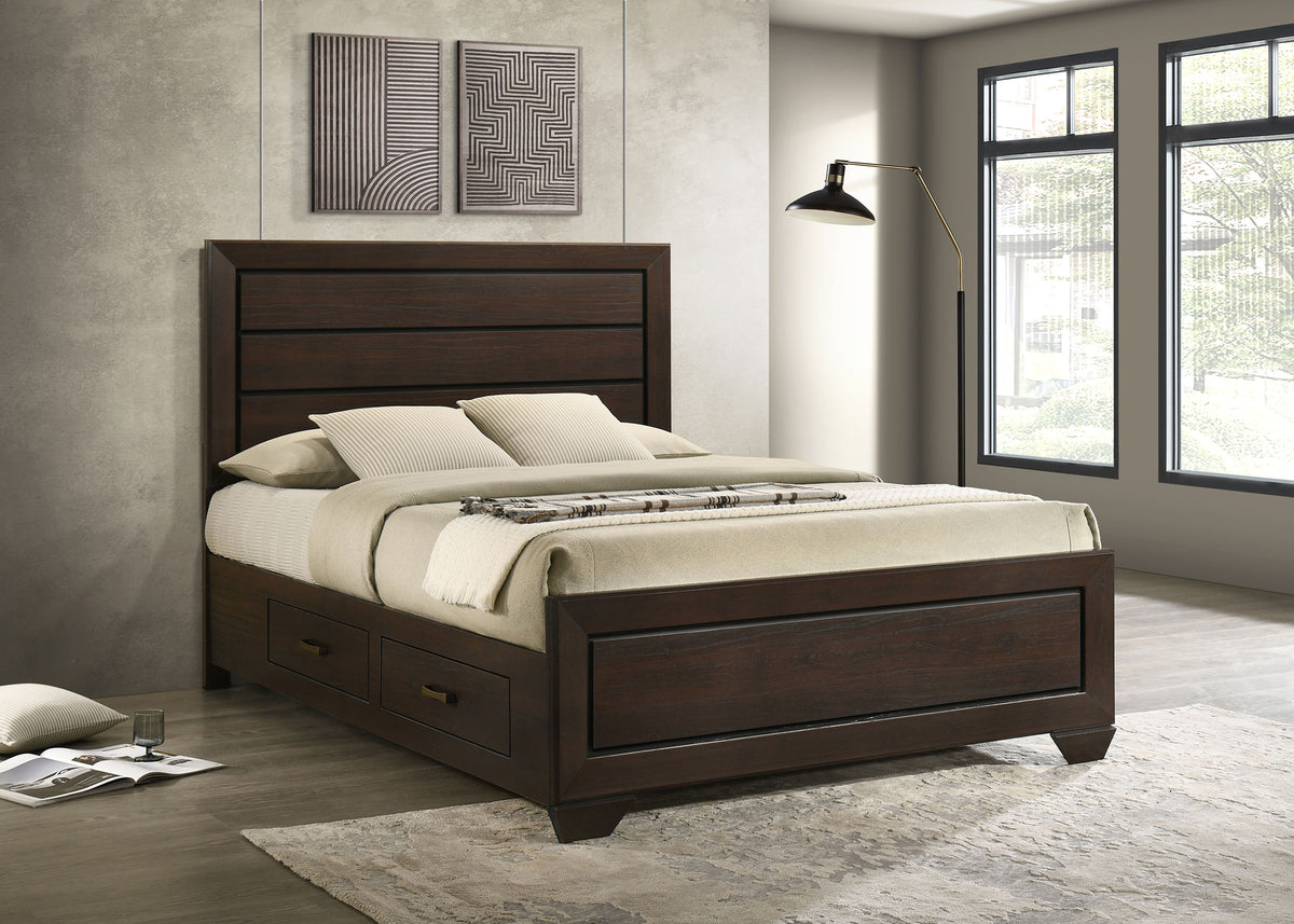 Kauffman Wood Storage Panel Bed - Queen, Dark Cocoa