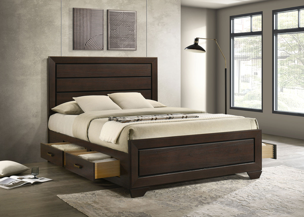 Kauffman Wood Storage Panel Bed - Queen, Dark Cocoa