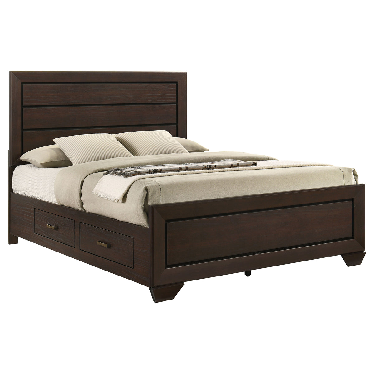 Kauffman Wood Storage Panel Bed - Queen, Dark Cocoa