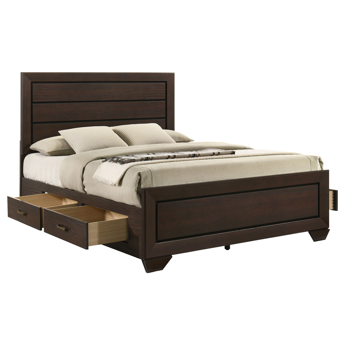 Kauffman Wood Storage Panel Bed - Queen, Dark Cocoa
