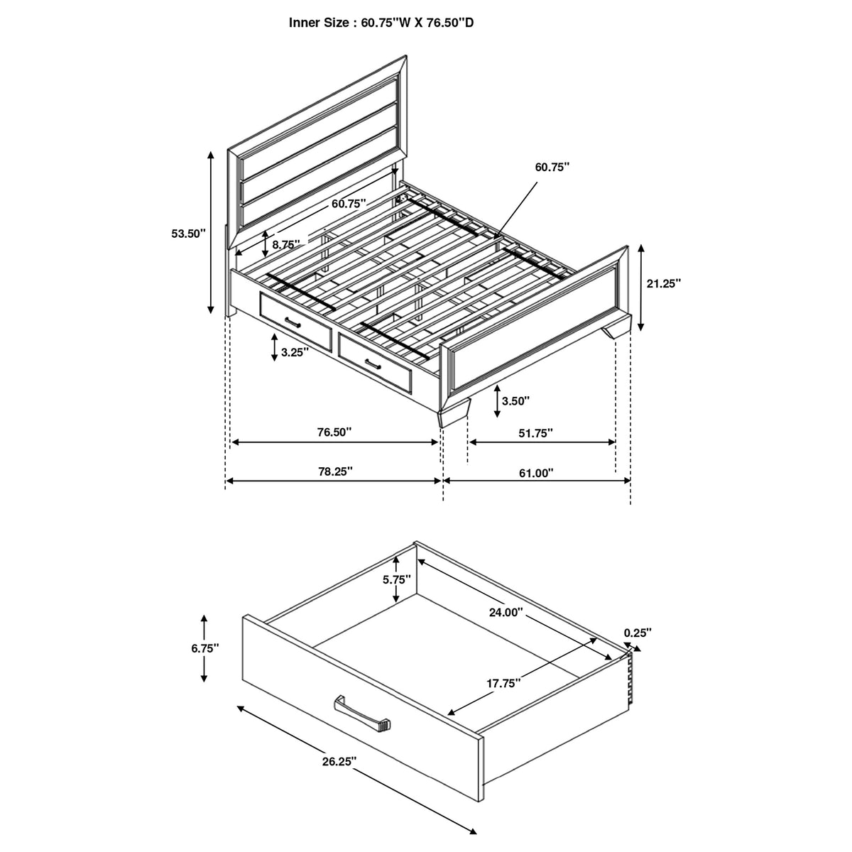 Kauffman Wood Storage Panel Bed - Queen, Dark Cocoa