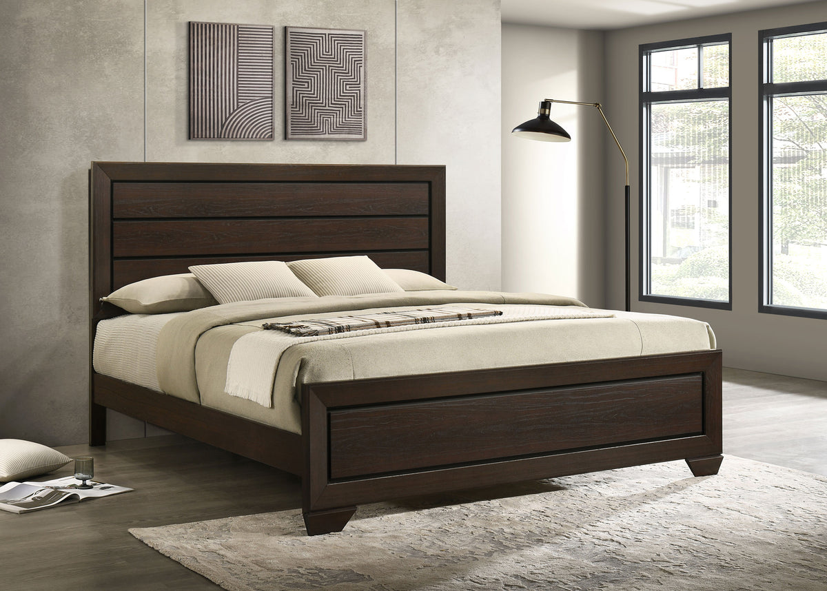 Kauffman Wood Panel Bed - Eastern King, Dark Cocoa