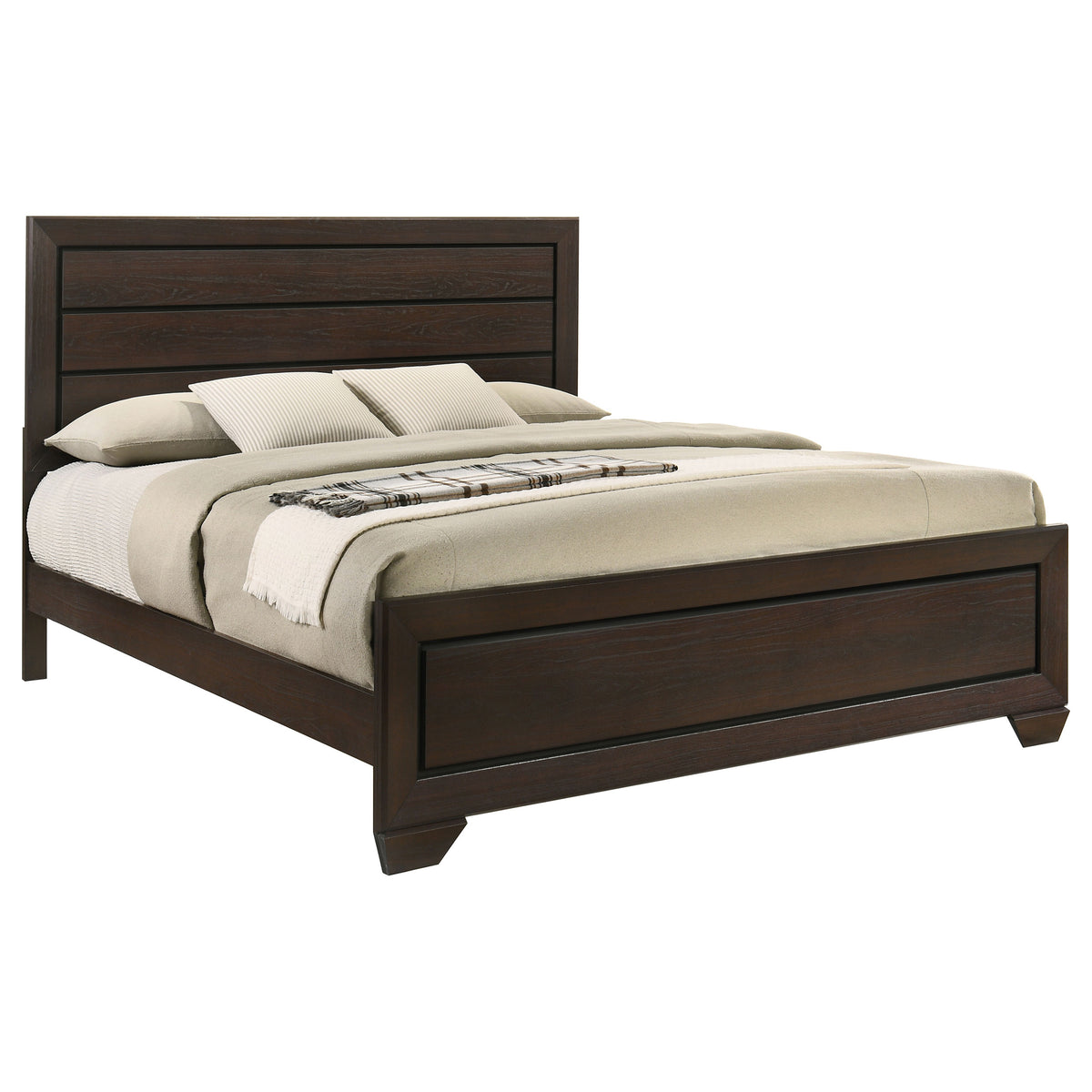 Kauffman Wood Panel Bed - Eastern King, Dark Cocoa