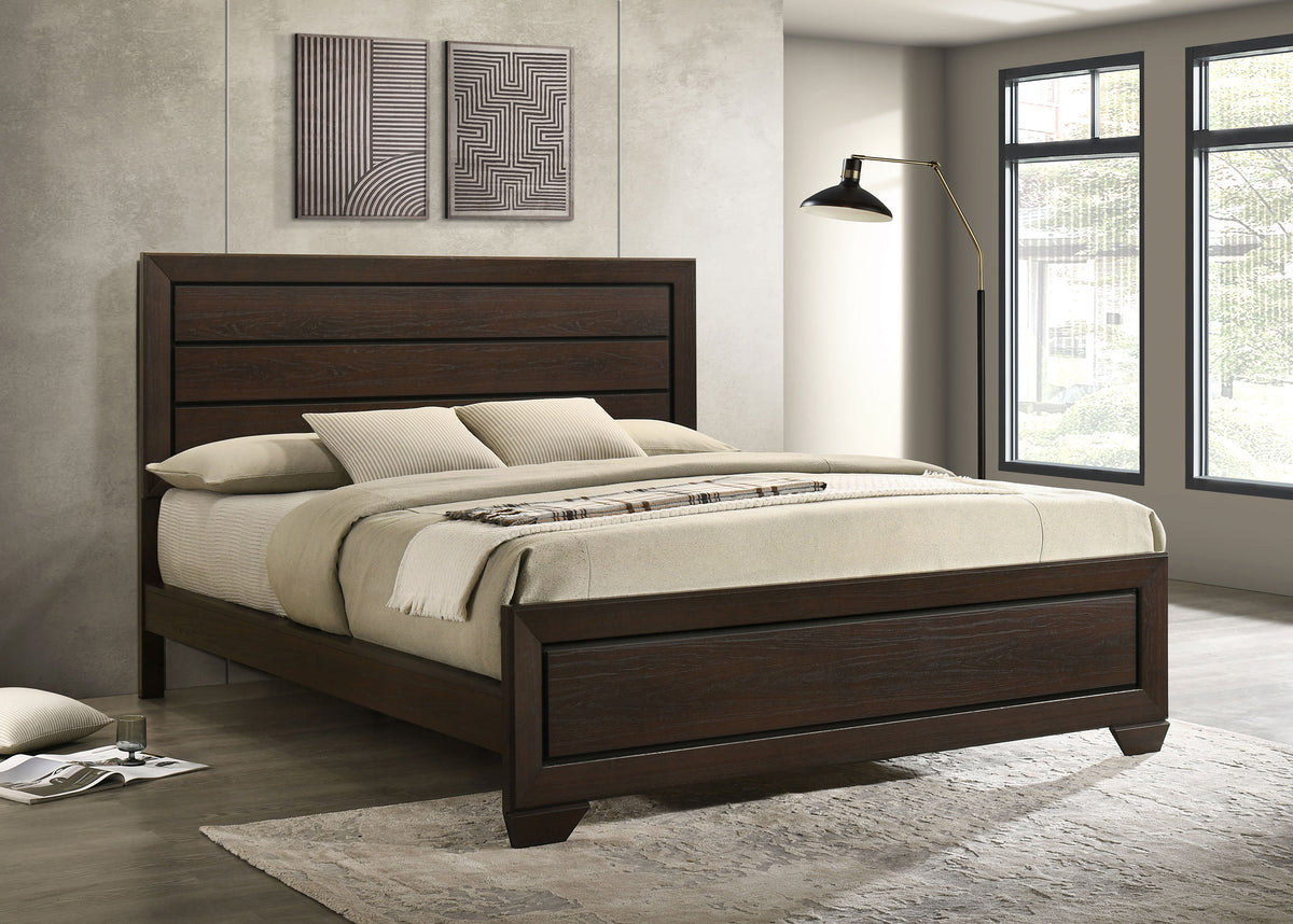 Kauffman Wood Panel Bed - California King, Dark Cocoa