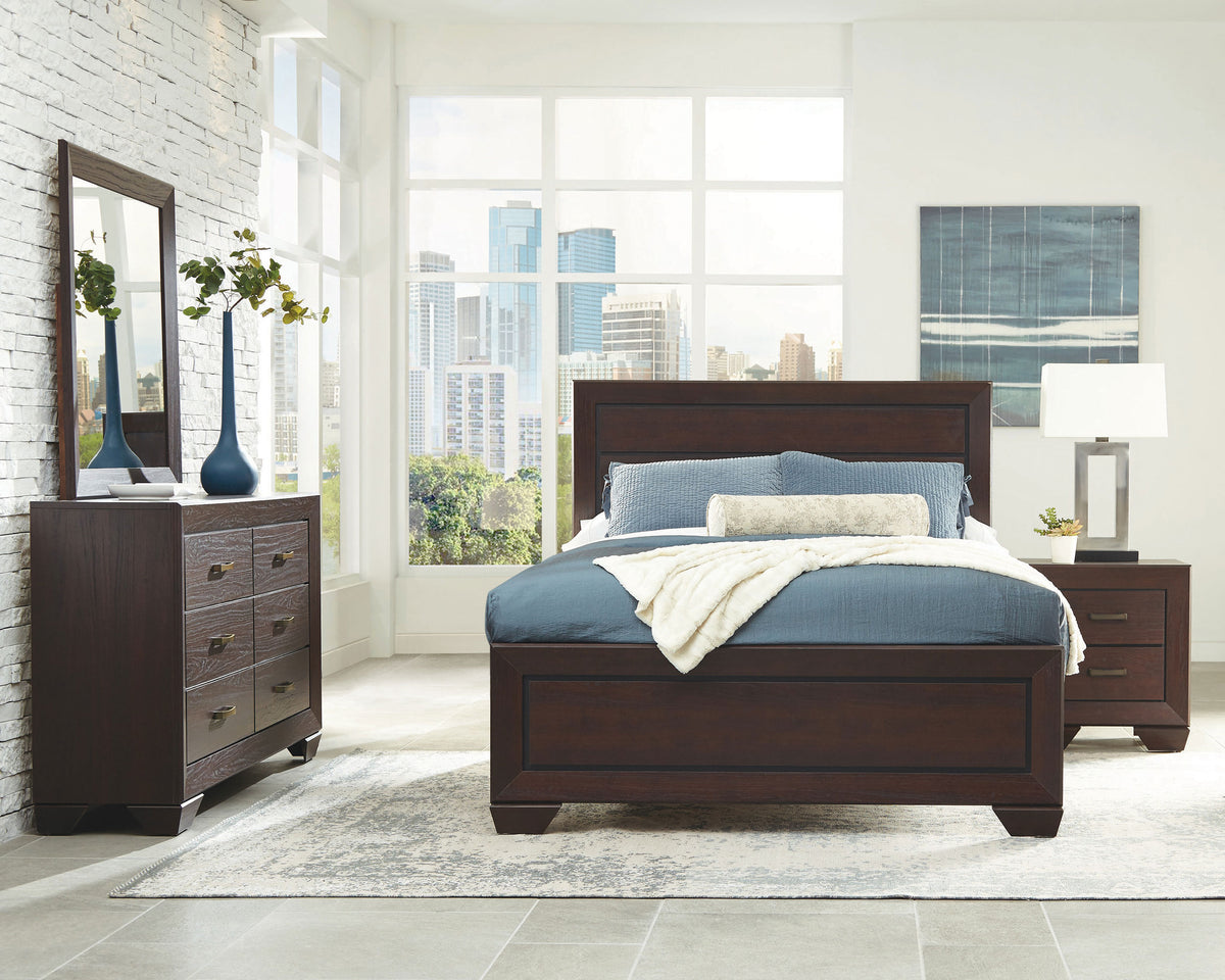 Kauffman 4-piece Bedroom Set with Panel Bed - Queen, Dark Cocoa
