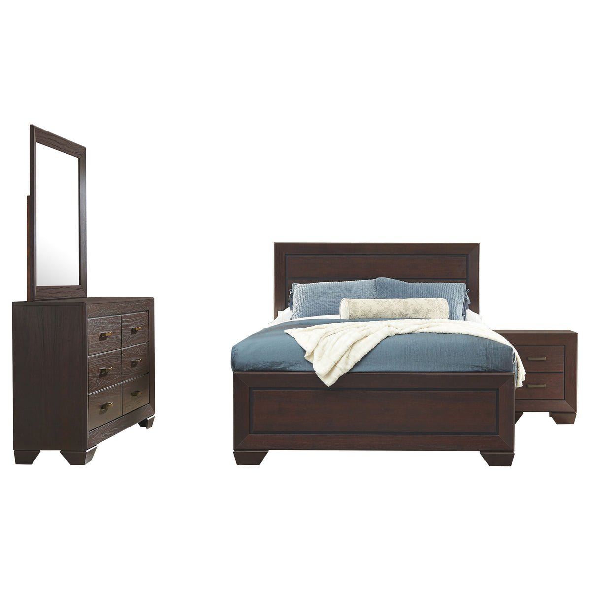 Kauffman 4-piece Bedroom Set with Panel Bed - Queen, Dark Cocoa