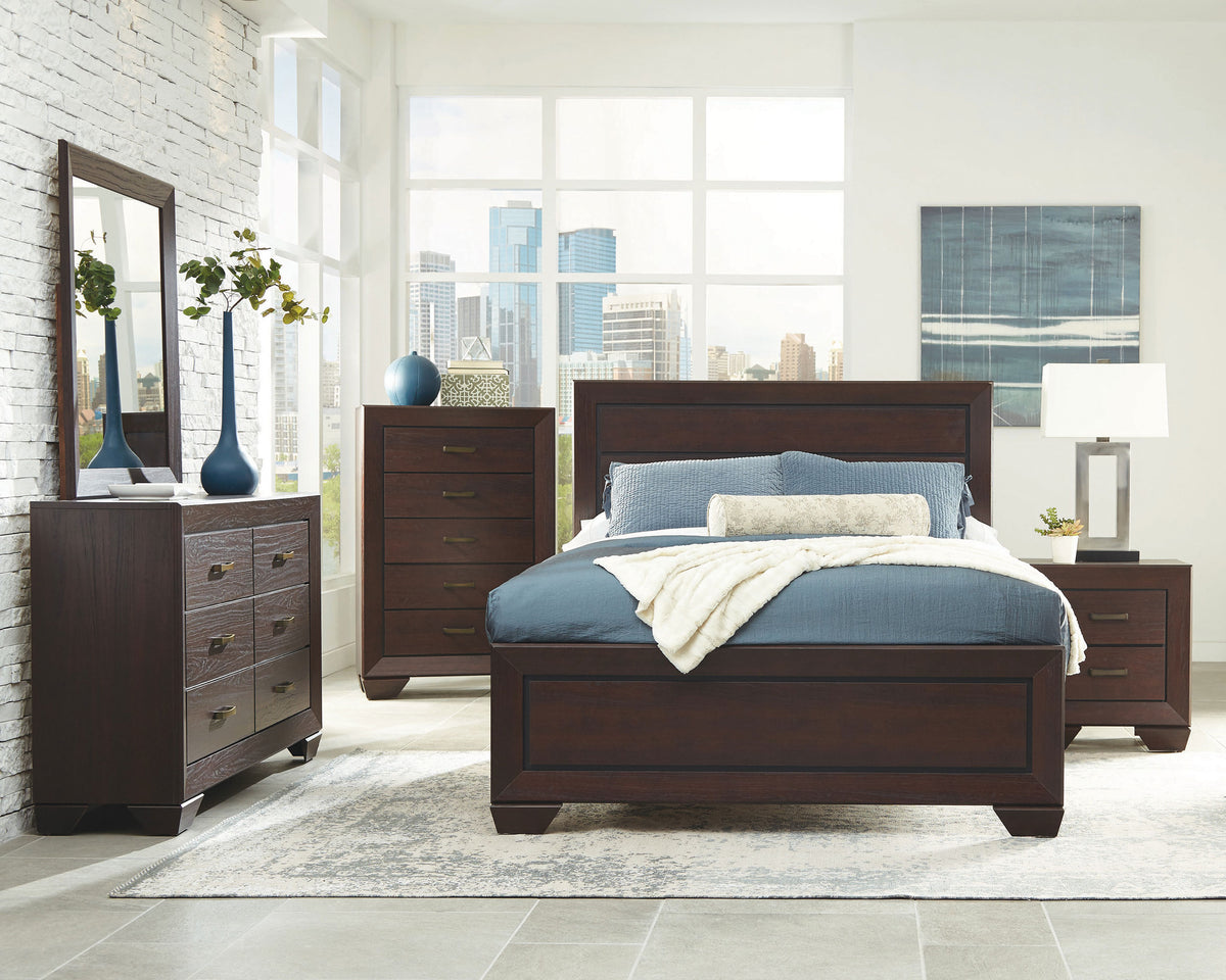 Kauffman 5-piece Bedroom Set with Panel Bed - Queen, Dark Cocoa