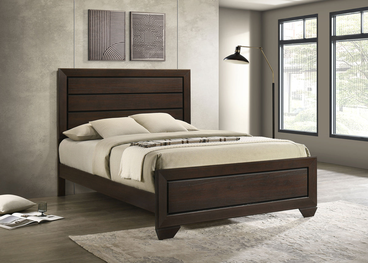 Kauffman Wood Panel Bed - Queen, Dark Cocoa