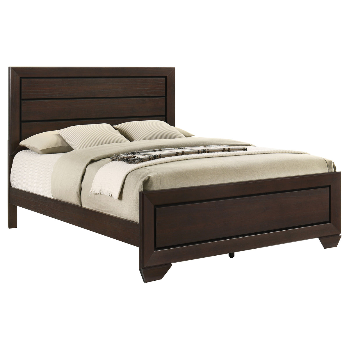 Kauffman Wood Panel Bed - Queen, Dark Cocoa