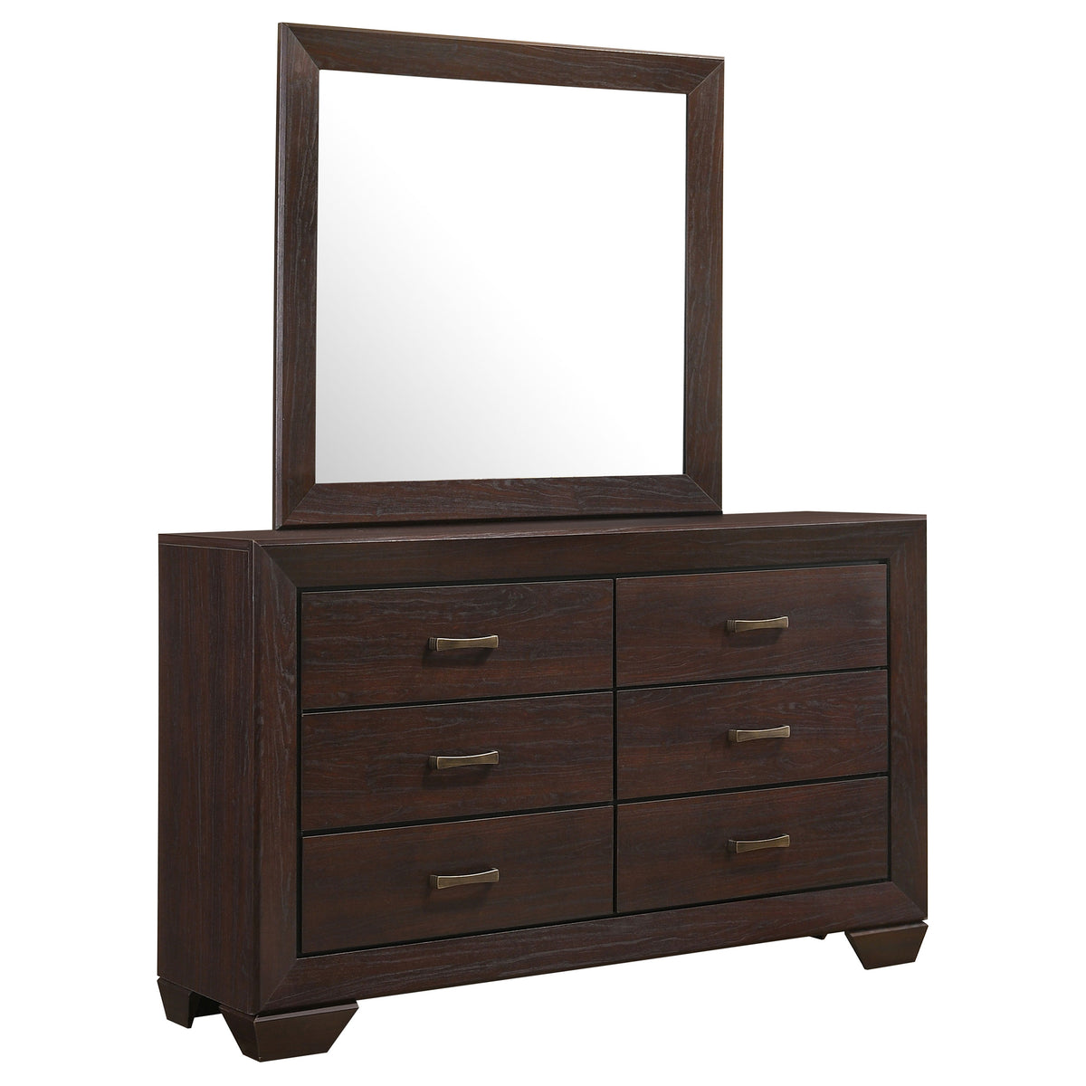 Kauffman 6-drawer Dresser - Dark Cocoa, With Mirror