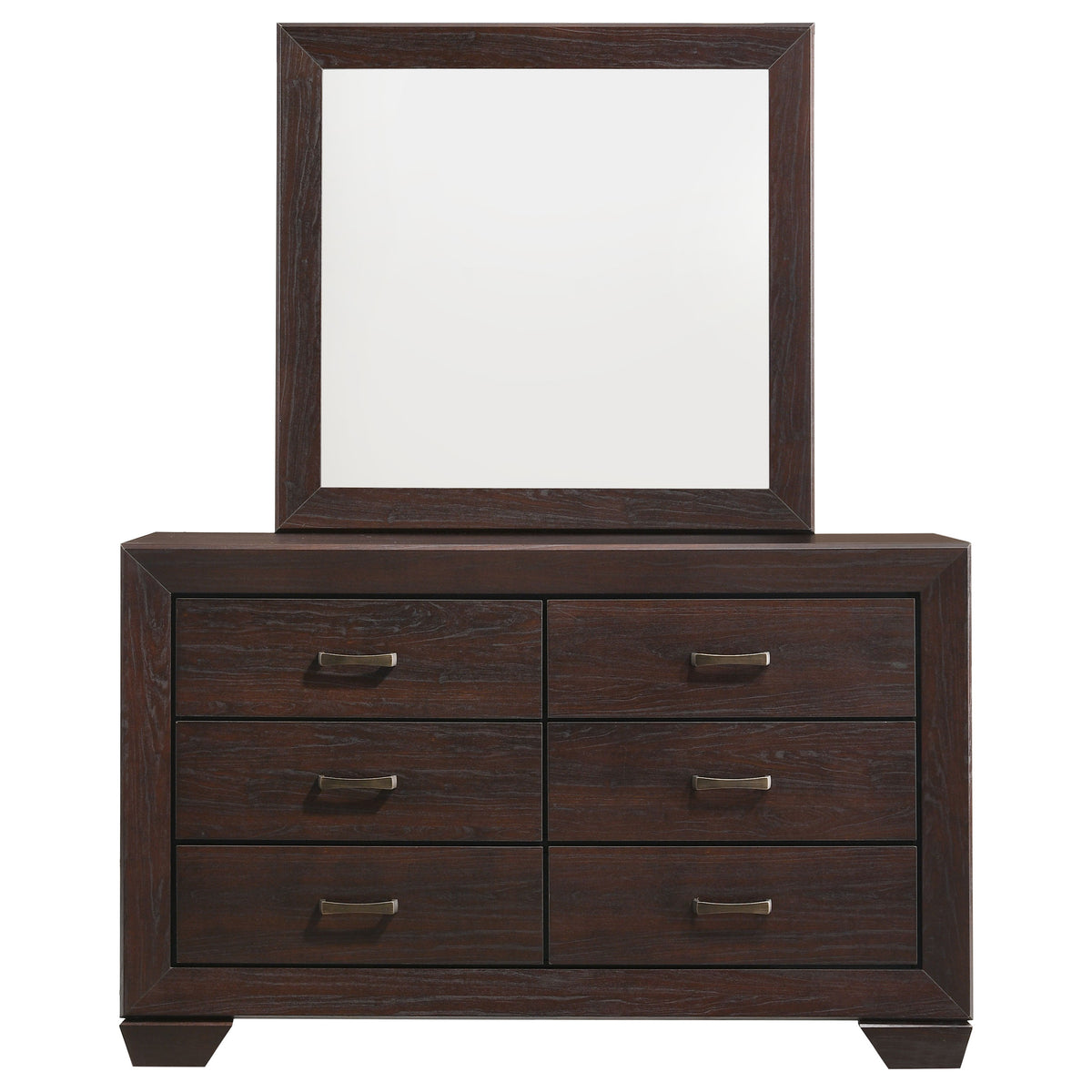 Kauffman 6-drawer Dresser - Dark Cocoa, With Mirror