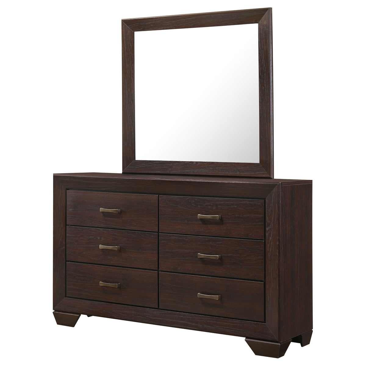 Kauffman 6-drawer Dresser - Dark Cocoa, With Mirror