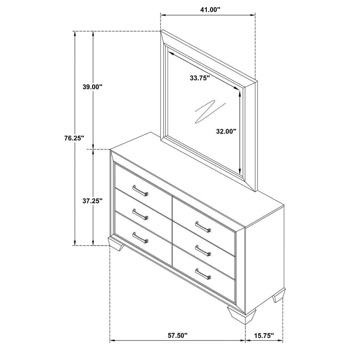 Kauffman 6-drawer Dresser - Dark Cocoa, With Mirror