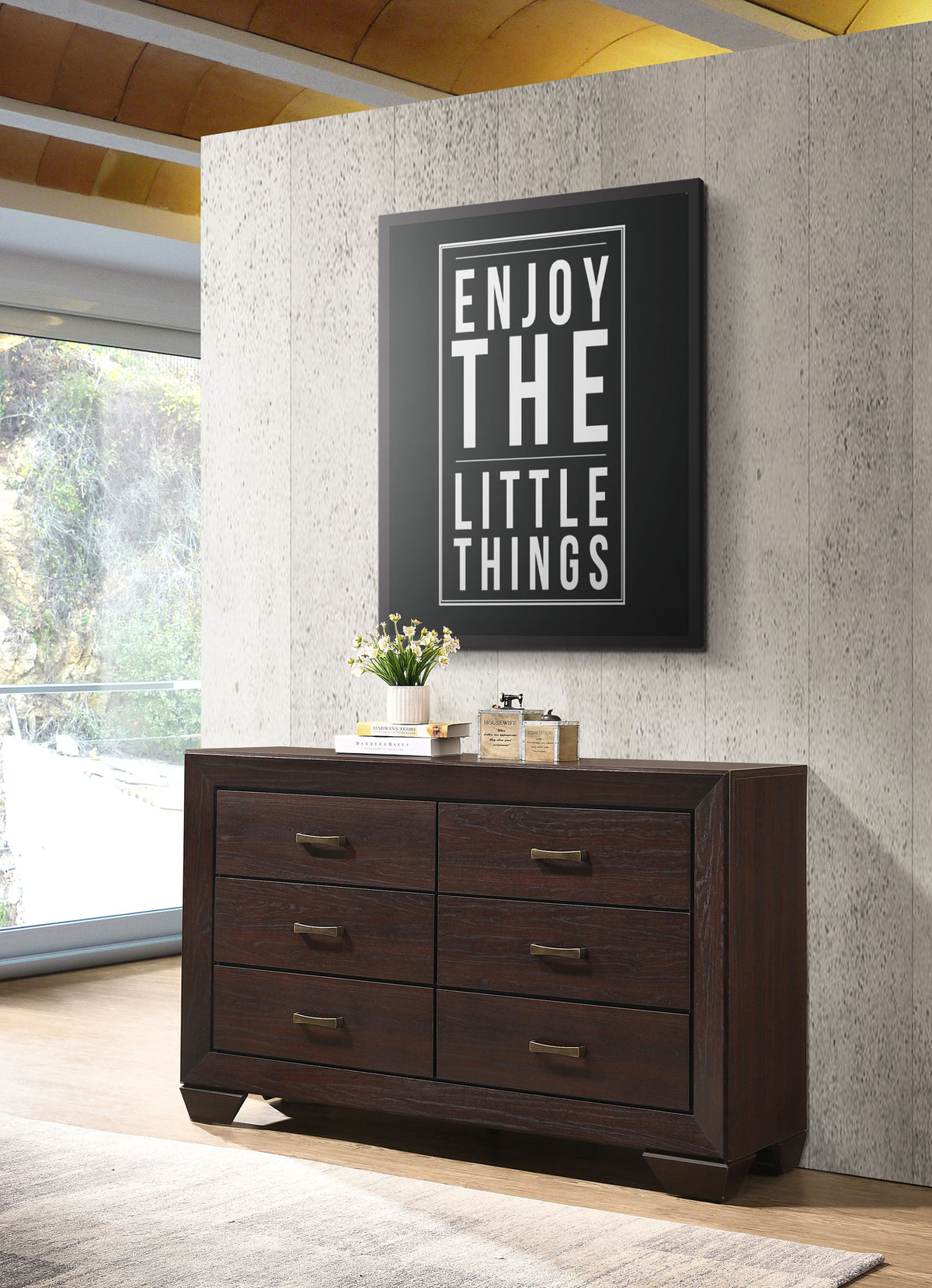 Kauffman 6-drawer Dresser - Dark Cocoa, Without Mirror
