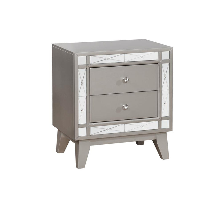 Leighton 2-drawer Nightstand Metallic Mercury image