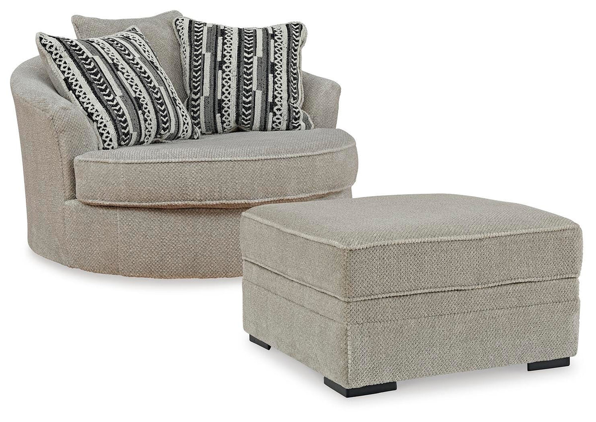Calnita Oversized Swivel Chair and Ottoman