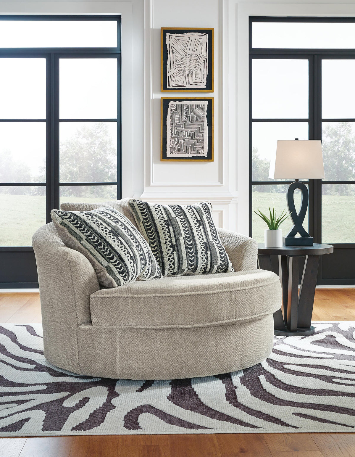 Calnita Oversized Swivel Accent Chair Velvet