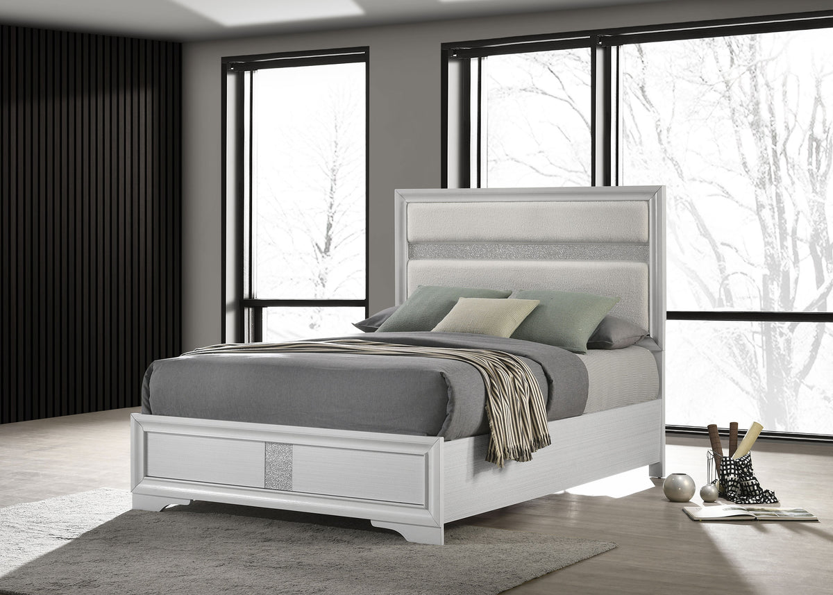 Miranda 54-inch Upholstered Panel Bed - Full, White