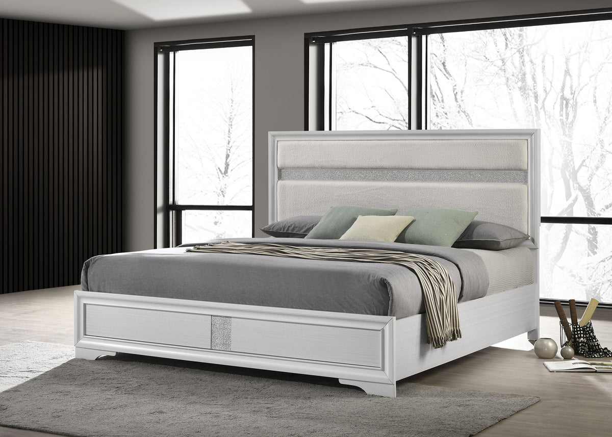 Miranda 54-inch Upholstered Panel Bed - Eastern King, White