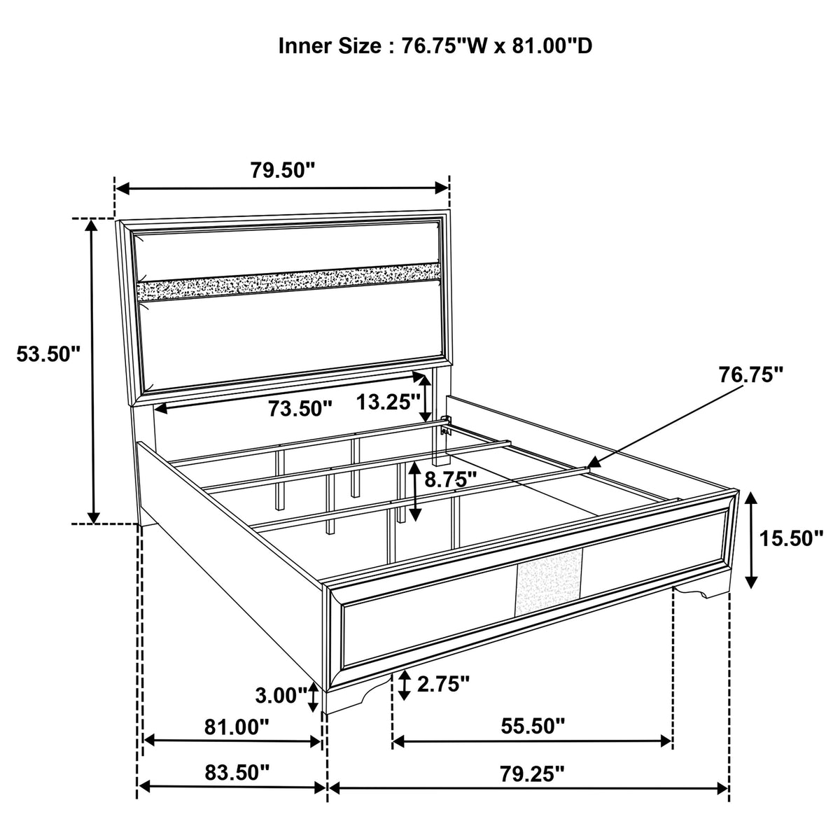 Miranda 54-inch Upholstered Panel Bed - Eastern King, White