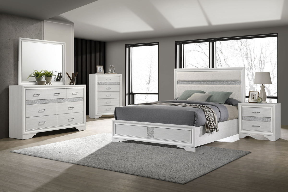 Miranda 54-inch Upholstered Panel Bed - Eastern King, White