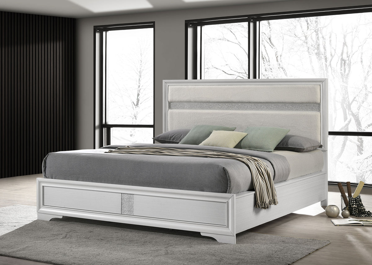 Miranda 54-inch Upholstered Panel Bed - California King, White